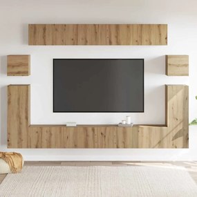 TV szekrény garnitúra 8 pcs kézműves tölgy Közepes Faanyag