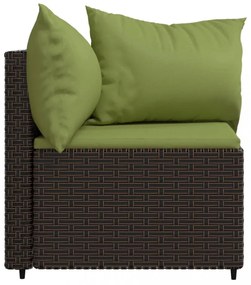vidaXL 2 db barna polyrattan kerti sarokkanapé párnákkal