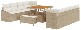 vidaXL Kerti Kanapé Szett párnával tárolóval 11 pcs Beige és krém