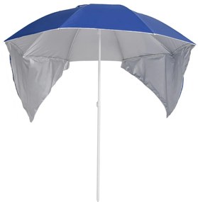 Kék strandnapernyő oldalfalakkal 215 cm