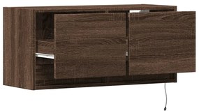 barna tölgyszínű fali TV-szekrény LED-del 80x31x35 cm