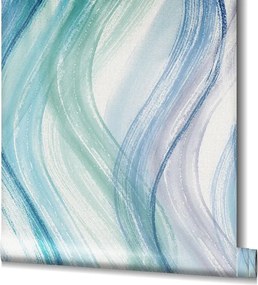 Tapéta többszínű függőleges hullámok súrolásálló absztrakt minta