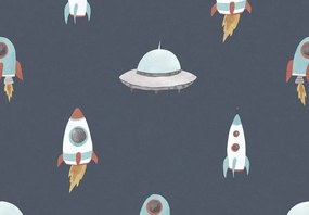 Parato Cristiana Masi Momi Rocket fehér-kék űrhajós vlies tapéta – 4425