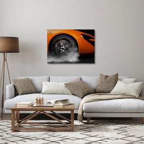 Üveg kép - Narancssárga sportautó (70x50 cm)