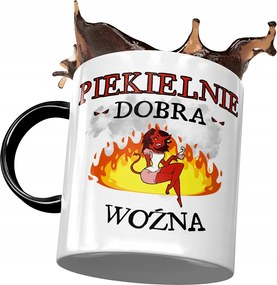 Fekete Bögre A Gondnoknőnek Pokolian Jó Gondnok Nyomtatott Fotóval