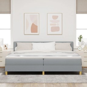 Box Spring Ágy Matraccal Világosszürke 200x200 cm Szövet