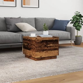 Antik fa színű dohányzóasztal LED-lámpákkal 50 x 50 x 40 cm