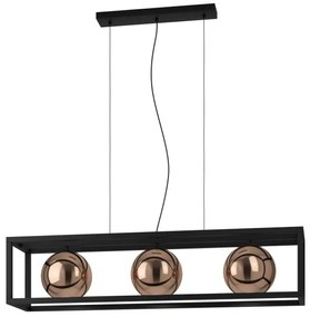 Eglo 390091 - Csillár zsinóron CORDOBA 3xE27/40W/230V réz/fekete
