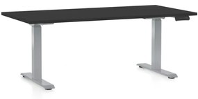 OfficeTech D állítható magasságú asztal, 160 x 80 cm, szürke alap, fekete