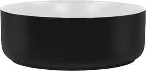 Eros SIMPLE 8 - PULTRA ültethető - Top Counter - porcelán mosdó- MATT FEKETE/FEHÉR - 36 x 36 x 13 cm