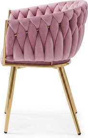 Bársony étkezőfotel ORION VELVET arany lábakkal, rózsaszínű