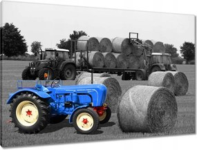 Vászonkép 90x60 Aratás Kék traktor