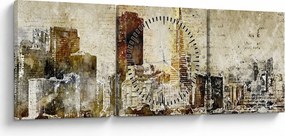 Kép - Művészileg renderelt város (órával) (90x30 cm)