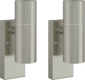 vidaXL Kültéri Fali Lámpa 2 pcs Ezüst 7 x 10 x 22 cm