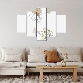 Kép - Bézs virágok pillangóval N⁰2 (150x105 cm)