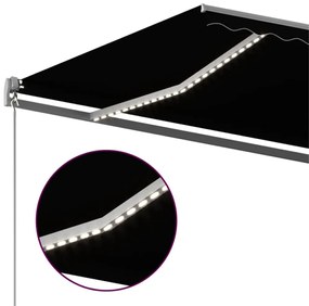 antracitszürke szélérzékelős és LED-es napellenző 450 x 300 cm