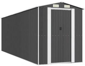 antracitszürke horganyzott acél kerti fészer 192 x 606 x 223 cm