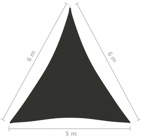 antracitszürke háromszög alakú oxford-szövet napvitorla 5x6x6 m