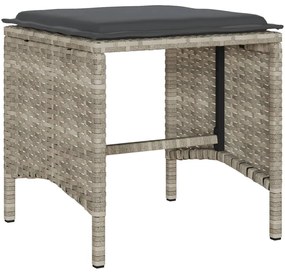 6 részes világosszürke polyrattan kerti ülőgarnitúra párnákkal