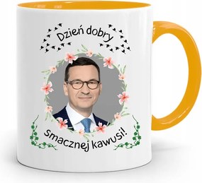 Sárga Bögre Politikusok Miniszterelnök Mateusz Morawiecki