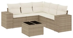 6 részes bézs polyrattan kerti ülőgarnitúra párnával