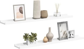 vidaXL 2 db fehér MDF szegélypolc képkeretekhez 80 x 9 x 3 cm