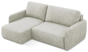 Krémszínű zsenília kinyitható-tárolóhelyes sarokkanapé (bal oldali-heverő résszel) Lilo – Makamii