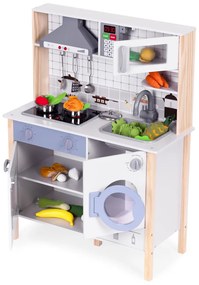 Fa játékkonyha hangokkal sütővel mosógéppel konyhai kiegészítőkkel led