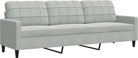 vidaXL 3 személyes világosszürke bársony kanapé 210 cm
