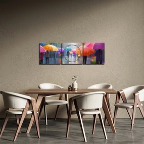 Kép - Esős nap (órával) (90x30 cm)