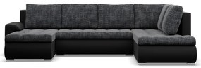 Tokio U sarokkanapé, 3 ágyneműtartóval, fonott + műbőr, jobboldali, szürke - fekete