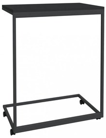 fekete szerelt fa kisasztal kerekekkel 55x35x70 cm