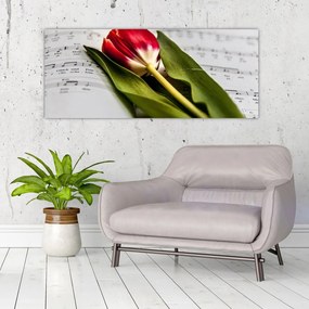 Egy vörös tulipán képe (120x50 cm)