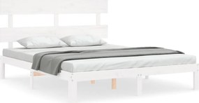 vidaXL fehér tömör fenyőfa ágy matrac nélkül 160 x 200 cm
