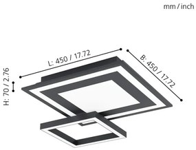 Eglo 99312 - SAVATAEILA-C LED RGB dimmelhető mennyezeti lámpa 20W/230V