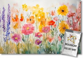 Fotótapéta Flizelina Kert Rét Virágágyás Színes Virágok Nyár 350x250 ragasztó