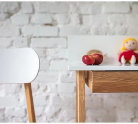 Luka fehér íróasztal kőrisfa lábakkal, hossz 65 cm - Ragaba