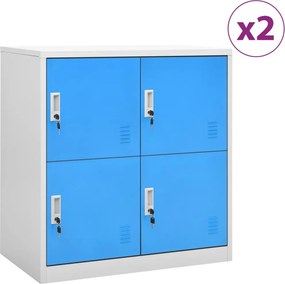 vidaXL 2 db világosszürke-kék acél zárható szekrény 90 x 45 x 92,5 cm