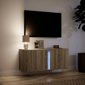sonoma tölgy színű fali TV-szekrény LED-ekkel 80x31x35 cm