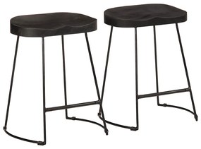 bárszékek 2 db Fekete 46x38x52 cm tömör fa Mango