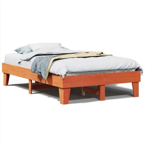 vidaXL viaszbarna tömör fenyőfa ágy matrac nélkül 135 x 190 cm