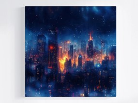 Poszter Város Panoráma Felhőkarcolók Éjszakai Fény Kilátás 80x80