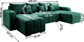 Univerzális ülőgarnitúra, smaragd, PORIMA U