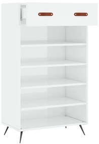 magasfényű fehér szerelt fa cipőszekrény 60 x 35 x 105 cm