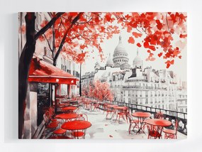 Canvas Város Párizs Sacre Coeur Kávézó Ősz 80x60