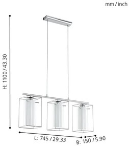 Eglo 94378 - Csillár LONCINO 1 3xE27/60W/230V