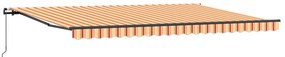 Kézi behúzható napernyő, sárga és narancssárga, 500 x 350 cm