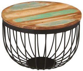 tömör újrahasznosított fa és acél dohányzóasztal Ø50 x 35 cm