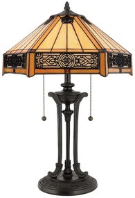 Elstead QZ-INDUS-TL - Asztali lámpa INDUS 2xE27/60W/230V borostyán üveg