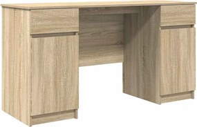 vidaXL Asztal fiókkal polcokkal sonoma tölgy 140 x 49 x 76 cm Faanyag